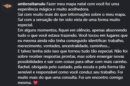 Print do depoimento de Ambrosita sobre a consulta