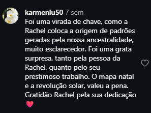Print do depoimento de Karmen sobre a consulta
