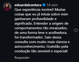 Print do depoimento de Eduarda sobre a consulta