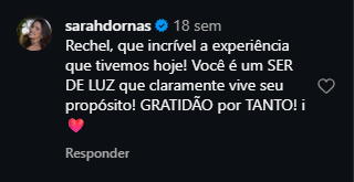 Print do depoimento de Sarah Dornas sobre a consulta