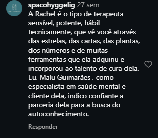 Print do depoimento de Malu Guimarães sobre a consulta